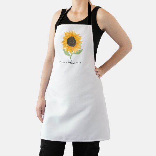 Tablier Tournesol rustique minimal nom personnalisé script (Insitu)