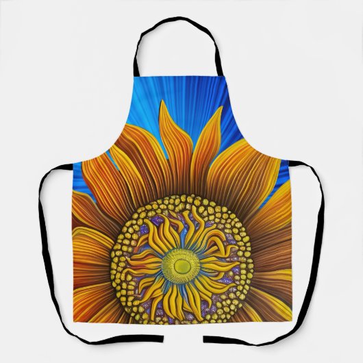 Tablier Tournesol rustique sur bleu (Recto)