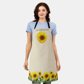 Tablier Tournesols élégants sur fond beige clair (Porté)