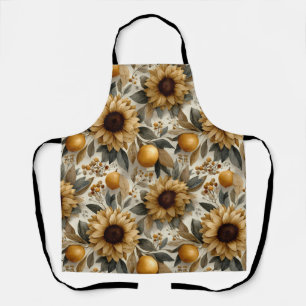 Tablier Tournesols et agrumes rustiques d'automne