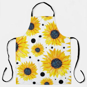 Tablier Tournesols jaunes sur fond blanc motif