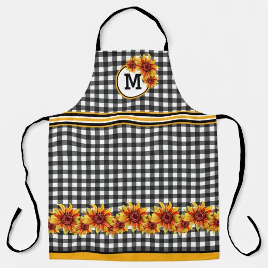 Tablier Tournesols Sur En vichy Noir Monogramme (Recto)