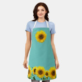 Tablier Tournesols sur Turquoise Turquoise (Porté)