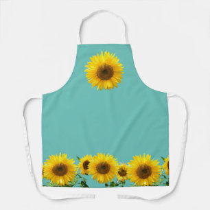 Tablier Tournesols sur Turquoise Turquoise