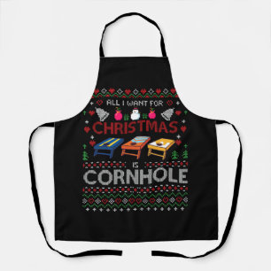 Tablier Tout ce que je veux pour Noël, c'est Cornhole Ugly