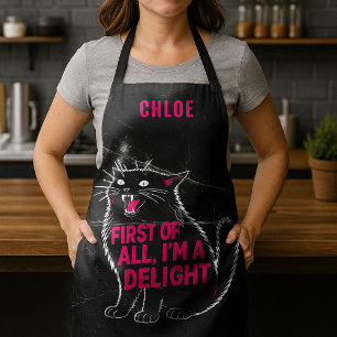 Tablier Tout D'abord Je Suis Un Délice Chat Noir Rugissant