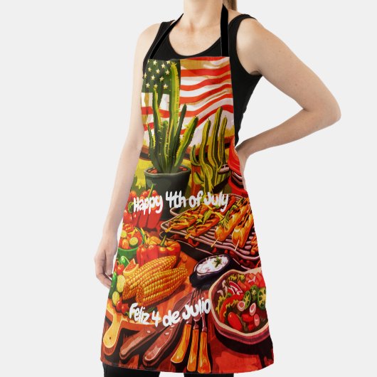 Tablier tout-en-plan rouge, blanc et salsa (Insitu)