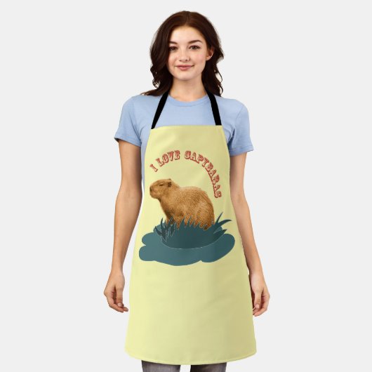 Tablier tout Imprimé J'adore les Capybaras (Porté)