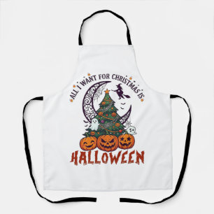 Tablier Tout le monde veut Noël Halloween Arbre Citrouille