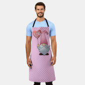 Tablier Tout rose sur les coeurs roses Gnome Kitchen Apron (Porté)