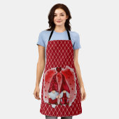Tablier Tout rose sur les Coeurs rouges Gnome Cuisine Apro (Porté)