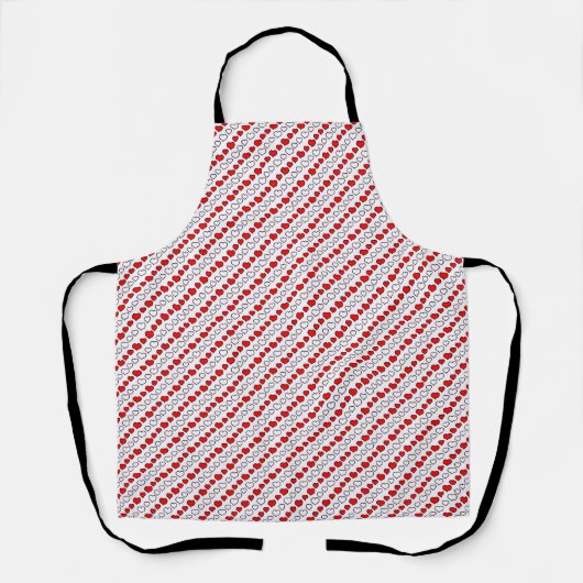 Tablier Tout Rouge Et Blanc Coeurs Cuisine Apron (Recto)