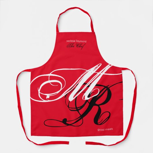 Tablier Tout sur le monogramme imprimé rouge (Recto)
