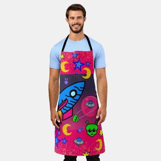 Tablier Tout sur l'impression Apron Astronaut Espace Alien (Porté)