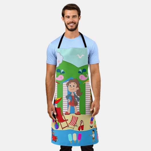 Tablier Tout sur l'impression Plage d'Apron Crème glacée (Porté)