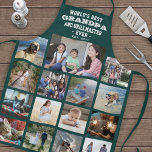 Tablier Tout Texte Photo Collage Meilleur Grand-Père Ever<br><div class="desc">Célébrez les joies simples de la famille et des enfants avec un élégant collage photo personnalisé tablier vert et blanc. Les images et tout le texte sont simples à personnaliser. Citation qui dit "Meilleur Grand-Père et Grand-Maître du Monde toujours est. 20YY" peut inclure des noms de petits-enfants et être customisé...</div>