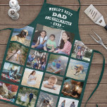 Tablier Tout Texte Photo Collage Meilleur Papa Grill Maste<br><div class="desc">Célébrez les joies simples de la famille et des enfants avec un élégant collage photo personnalisé tablier vert et blanc. Les images et tout le texte sont simples à customiser. Citation qui dit "Meilleur Père et Grillmaster du monde jamais est. 20YY" peut inclure des noms d'enfants et être personnalisé pour...</div>