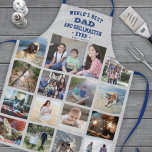 Tablier Tout Texte Photo Collage Meilleur Papa Gris Bleu G<br><div class="desc">Célébrez les joies simples de la famille et des enfants avec un élégant collage photo personnalisé tablier bleu et gris. Les images et tout le texte sont simples à customiser. "Le meilleur papa et Grillmaster du monde jamais vu. 20YY" peut inclure des noms d'enfants et être personnalisé pour papa, Pop,...</div>