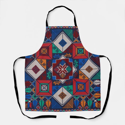 Tablier Traditionnel Palestine Broderie tatreez coloré (Recto)