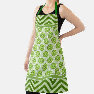 Tablier Tranches de Kiwi Mignon Pointillé & Chevron Vert