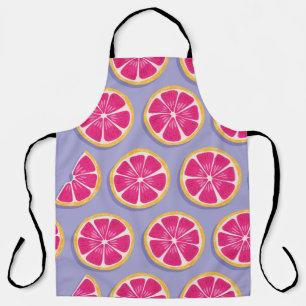 Tablier Tranches de pamplemousse, motif violet vif.