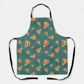 Tablier Tranches de pizza cool motif sarcelle vintage (Recto)