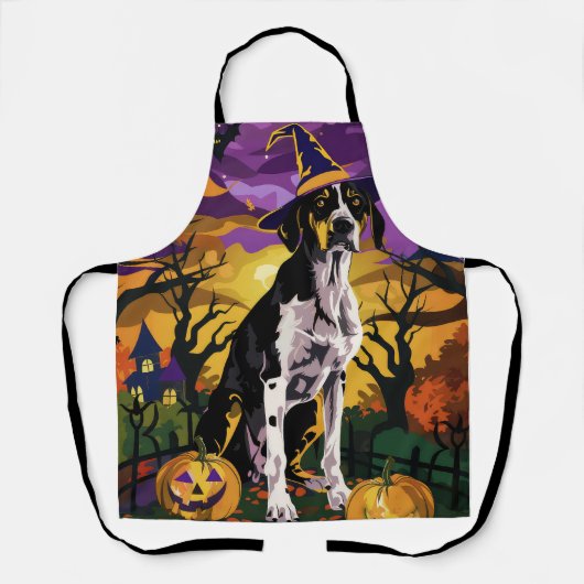 Tablier Treeing Walker Coonhound Halloween Sorcière Citrou (Recto)