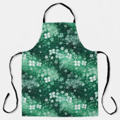 Tablier Trèfles et points blancs chic sur fond vert foncé (Recto)