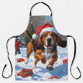 Tablier Trek Walker Coonhound Neige avec Casquette de Noël (Recto)