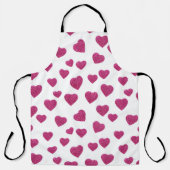 Tablier Trendy Valentine Pink Glitter Hearts on White (Recto)