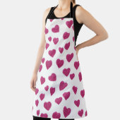 Tablier Trendy Valentine Pink Glitter Hearts on White (Insitu)