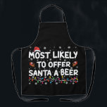 Tablier Très Probable D'Offrir À Père Noël Une Beer Christ<br><div class="desc">Très Probable D'Offrir À Père Noël Une Beer Christmas Lights Santa Hat</div>