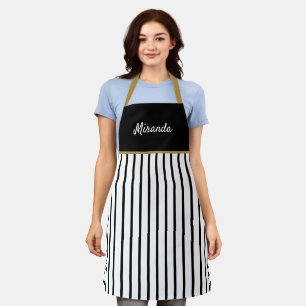 Tablier Triage d'or Black & White Stripes personnalisé