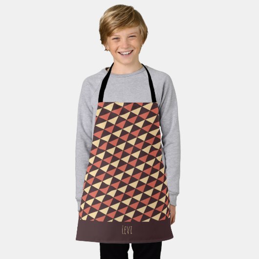 Tablier Triangles Beige Pêche Motif minimal (Porté)