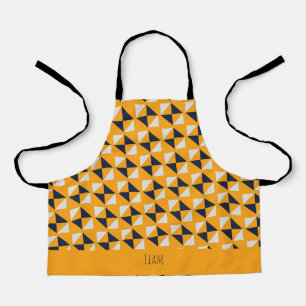 Tablier Triangles bleu jaune Motif minimal