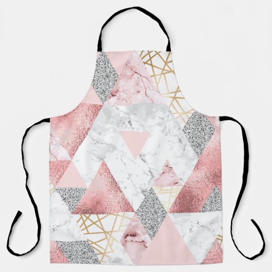 Tablier Triangles d'argent d'or géométrique, motif en marb (Recto)