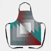 Tablier Triangles gris turquoise sur bordeaux (Recto)