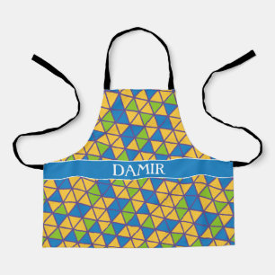 Tablier Triangles vert jaune Motif minimal