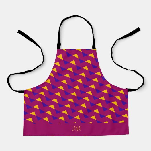 Tablier Triangles violet Jaune minimal Motif (Recto)