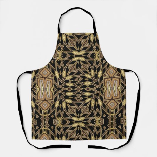 Tablier Tribal Aztec Fusion Noir & Or Motif (Recto)