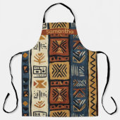 Tablier Tribal Ethnique Brun Or & Vert (Recto)