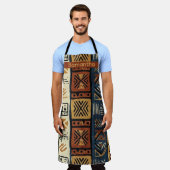 Tablier Tribal Ethnique Brun Or & Vert (Porté)