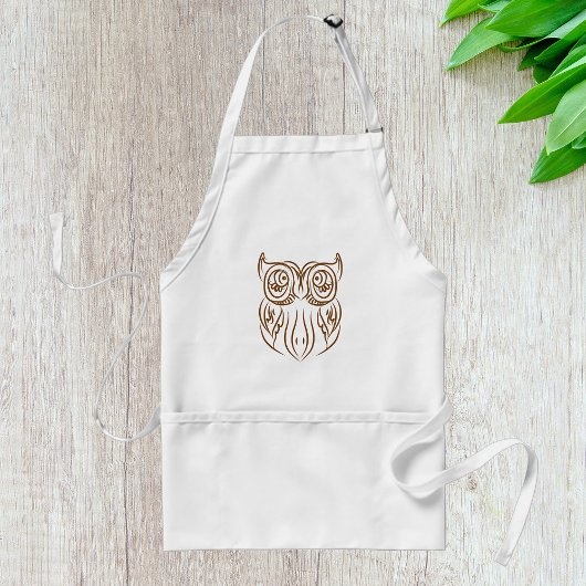 Tablier Tribal Owl Line Art moderne Brown Abstrait