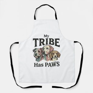 Tablier Tribu de chiens a des pattes design de gravure vin