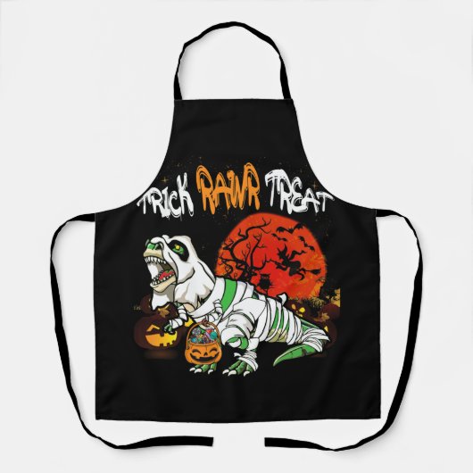 Tablier Trick Rawr Treat Halloween Dinosaur T Rex Pumpkin (Recto)
