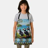 Tablier Trio côtier : Trois Puffins à la plage d'Oils (Insitu)