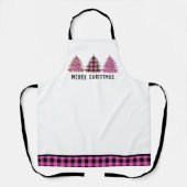 Tablier Trio d'arbres de Noël rose et noir (Recto)