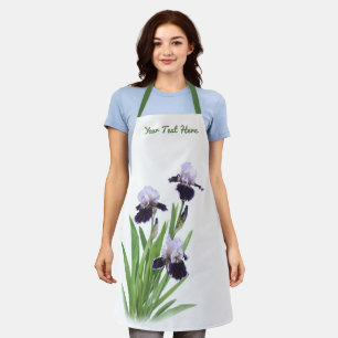 Tablier Trio d'Iris Pourpre Fleur Botanique Personnalisé