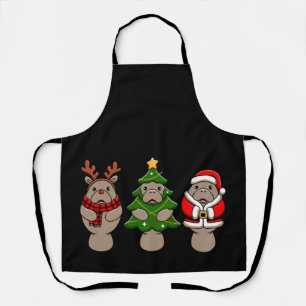 Tablier Trio Lamantin Noël Santa Renne Arbre Xmas