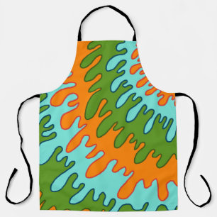Tablier Trippy Green Orange Liquid Dripe Motif Y2K